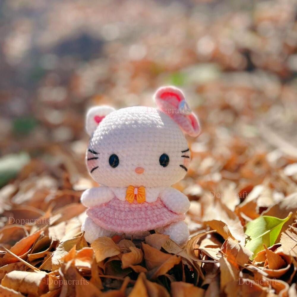 HelloKitty Pink Crochet Doll | Amigurumi HelloKitty Plush | Handmade Sanrio HK